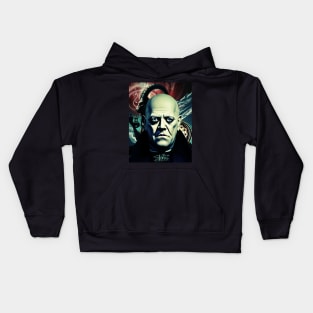 Gothic Aleister Crowley The Great Beast of Thelema in front of Baphomet Kids Hoodie